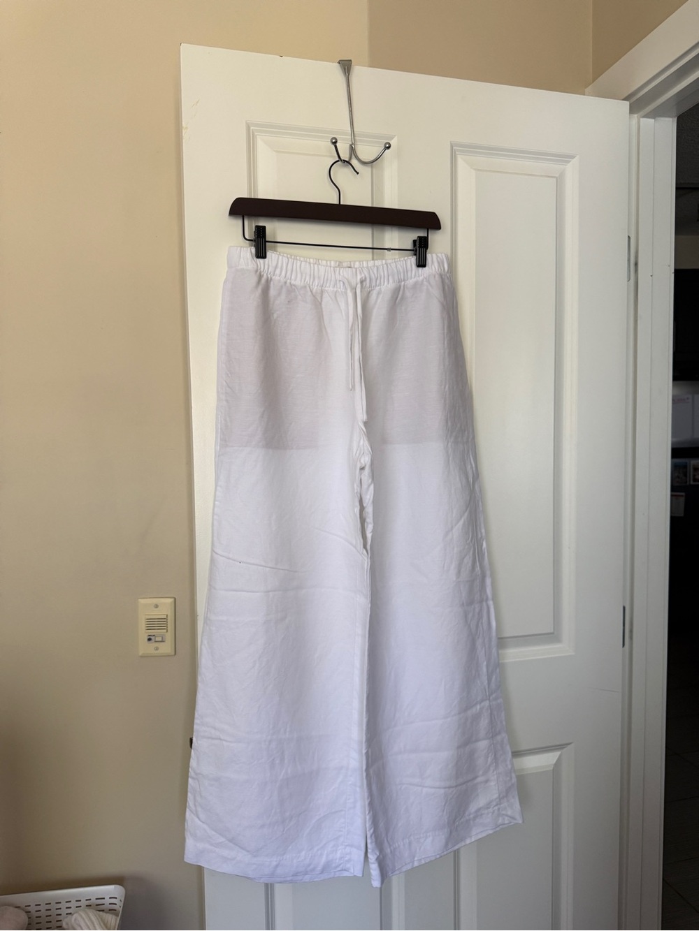 Aritzia Wilfred Wide Leg White Linen Tie Front Pants Size M